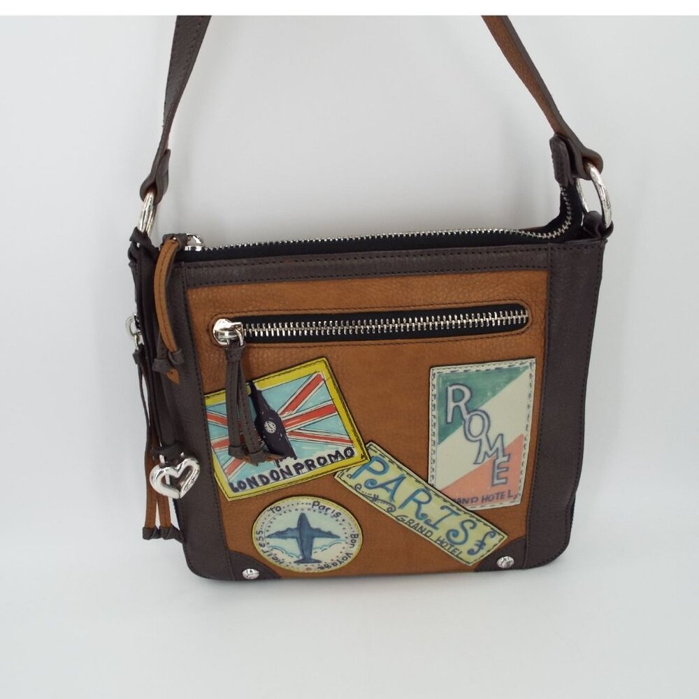 Brighton Collection Natural Leather Jet Set Crossbody Bag E703719 with Box